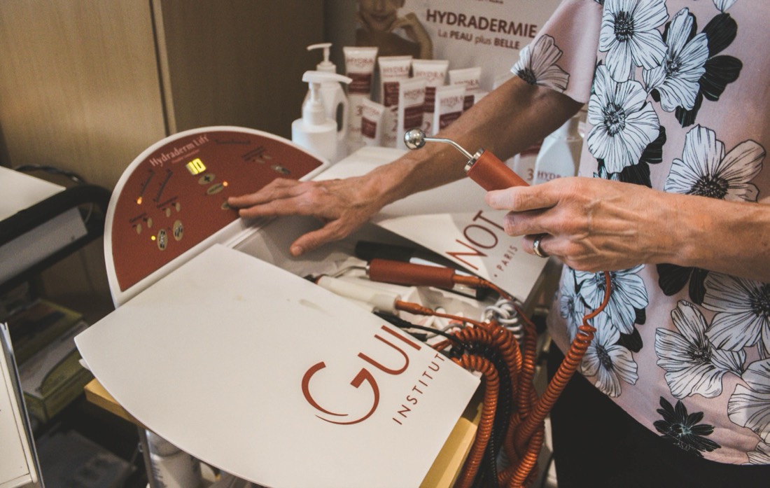 The Guinot skincare display at Natural Expressions Aesthetics